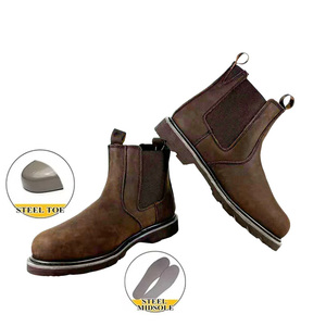 Caldo-vendita Unisex in acciaio punta di sicurezza stivali da lavoro metà taglio cavallo pazzo in pelle da uomo - Product Image 1