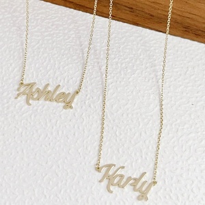 Collier avec nom personnalisé tendance en argent sterling 925 plaqué or 14 carats, lettres personnalisées, collier avec nom, chaîne à maillons pour femmes - Product Image 2