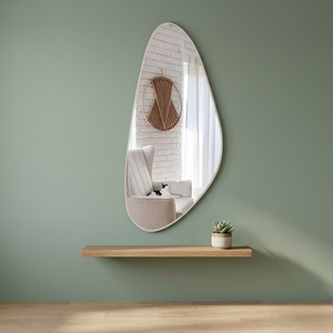 Beautiful Shape Wall <b>Mirror</b> Modern Home Decor Beige Frameless Design Bedroom Living Room Accent <b>Mirror</b> - Product Image 4
