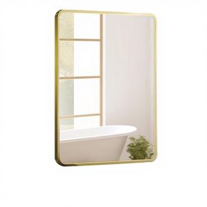 Miroir de salle de bain mural moderne à cadre métallique noir, inclinable, biseauté, éclairé, avec étagère à pharmacie intégrée - Product Image 1