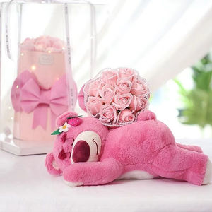 Caja de Regalo de Lujo con Flores Naturales Reales de Larga Duración, Flores Secas, Rosa Preservada, Oso de Fresas, Regalo para el Día de San Valentín - Product Image 3