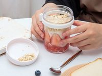 Bocaux à Avoine Portables avec Couvercle et Cuillère 300ml (10oz) – Contenants en Verre Type Mason pour Céréales et Petit-Déjeuner