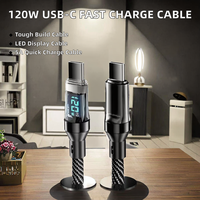 Câble de charge USB C vers Type C 120W avec affichage LED, gaine en PVC et tressage, charge ultra rapide pour Xiaomi POCO pour Samsung