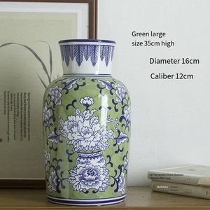 Mới Hiện Đại Trung Quố<span class=keywords><strong>c</strong></span> Màu Xanh-Trắng Sứ Bình gốm Hand Painted màu xanh lá <span class=keywords><strong>c</strong></span>ây màu vàng và khô trang trí màu sắ<span class=keywords><strong>c</strong></span> cho trang trí nội thất - Product Image 6