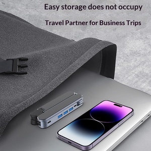 Soporte Plegable para Laptop de Aleación de Aluminio con HUB USB 3.0, Base Elevadora Portátil con Disipación de Calor y Estación de Acoplamiento - Product Image 2