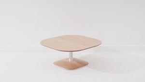 Hotel Office Project Furniture Modern Wood Veneer Pedestal <strong>Side</strong> <strong>Table</strong> with Steel Column for Office <strong>Lounge</strong> - Product Image 5