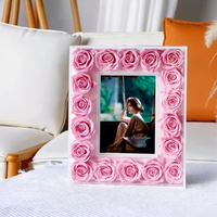 Bingkai Foto Akrilik Kosong dengan Bunga Mawar Asli Diawetkan Dekorasi Rumah Kantor Hadiah DIY Bingkai Foto Ganti Gambar 1pcs Dapat Disesuaikan