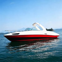 Barco de Fibra de Vidrio de Alta Velocidad Leisure Hull en Venta, 7.3m 24 pies, Lancha Rápida, Barco de Pesca Familiar, Yate de Lujo con Cabina, Color Rojo y Blanco