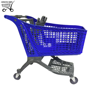 عربات تسوق بلاستيكية قابلة للطي بأربع عجلات للبيع بالجملة مع مقعد - Product Image 2