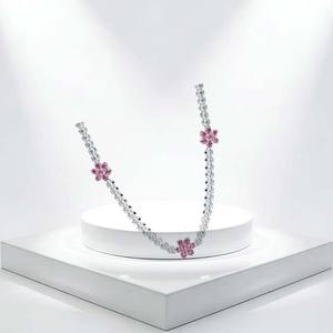 2026 925 Silber Zirkon Funkelnder Glücksbringer Rosa Blume Biene Fuchsschwanz-Kette Talisman Hochzeitsanhänger Halskette DIY Exquisit - Product Image 4