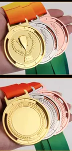 Grosir murah Custom suvenir lapis emas kosong logam olahraga bentuk bintang penghargaan medali dan Piala