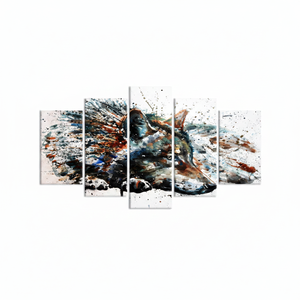 Impression d'art sur toile élégante avec motif de loup : design graphique moderne, lot de 5 toiles assorties - Product Image 2