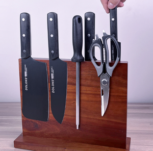 Double Sided Magnetic Wooden Knife Block Kitchen Knife <b>Storage</b> Rack Wood Magnet Knife Holder Cutlery Display Stand for Kitchen - Product Image 2