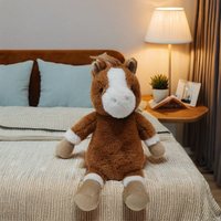 Vente en gros Poupée cheval animal doux et mignon Jouet cheval en peluche personnalisé Remplissage en coton PP lavé pour cadeau d'anniversaire de nouveau-né