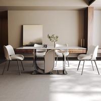 Table à manger rectangulaire multifonctionnelle de style italien minimaliste moderne, avec plateau en marbre et structure en acier inoxydable, pour la maison