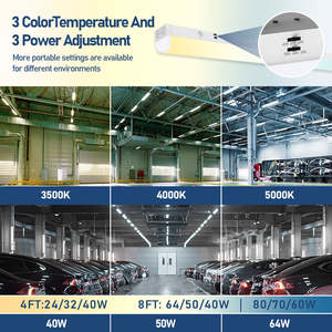 Bande lumineuse LED linéaire SMD2835 5200LM 4FT 40W 32W 24W à distribution de lumière sélectionnable, tension d'entrée AC120-277V, en acier inoxydable PC - Product Image 6