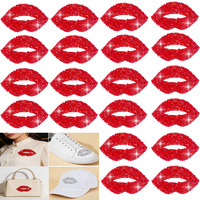 Autocollants à strass et paillettes en cristal rouge lèvres, style à tige, pour vêtements, chaussures, chapeaux, sacs, décoration DIY – Vente chaude