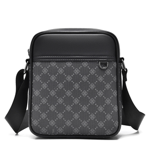 Bolso <span class=keywords><strong>bandolera</strong></span> <span class=keywords><strong>de</strong></span> material <span class=keywords><strong>de</strong></span> PU multifuncional informal a la moda geométrica para <span class=keywords><strong>hombre</strong></span>, bolso <span class=keywords><strong>de</strong></span> hombro vertical con estampado cuadrado pequeño - Product Image 3