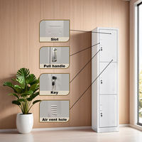 Casier de rangement en acier à 3 portes, armoire métallique avec compartiments modulaires verrouillables pour une utilisation flexible dans la chambre et la salle de sport
