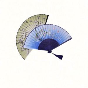 Éventail pliable en soie et bambou, ajouré avec franges, pour la maison, la danse, les fêtes et la décoration de mariage - Product Image 6