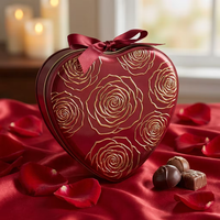 Glanzende roségouden hartvormige blikken doosje, elegante metalen sieradendoos voor Valentijnsdag, verloving en romantische verrassingen