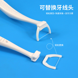 Fil dentaire remplaçable ultra-fin avec manche détachable en forme de Y pour des dents propres et des gencives saines - Product Image 2