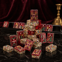 Jeu de tuiles de mahjong américaines en papier rouge vin, thème champagne, cadeau de Noël de luxe, livraison rapide, prêt à être expédié