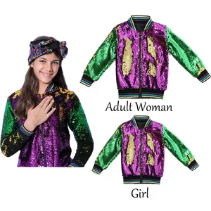 Mardi Gras kadın mont anne ve ben eşleşen açık en küçük kız geri dönüşümlü pullu ceket