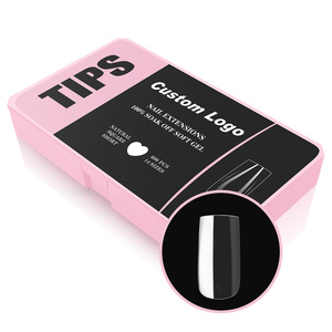 14 Sizes Factory Wholesale Full Cover Clear Pmma Nail Tips Wholesale Short Medium Long Square Nail Tips for Acrylic