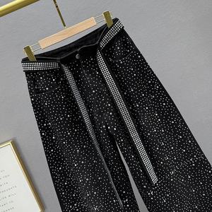 <span class=keywords><strong>Bufa</strong></span> femmes 2026 nouveau rétro jean Design coupe ample poids lourd décontracté jambe large strass jean femmes - Product Image 4