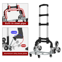 Chariot à main pliable en aluminium pour monter les escaliers, capacité de 35 kg, poignée télescopique, tout-terrain, six roues en TPR