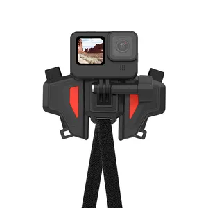 Aksesori helm motor GoPro, dudukan tali kamera di dagu untuk GoPro, DJI dan Insta360