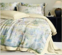 Ensemble de housse de couette 4 pièces en lyocell 100% pur, tissé, motif uni, 300 fils, garni de laine, toutes saisons, impression personnalisable