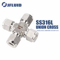 Stainless Steel Union Cross Butt Weld 316L Connector for Cryogenic Vacuum Chemical Process Industrial Piping System