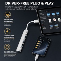 Hub USB-C 4-en-1 compatible OTG, adaptateur multiport en alliage d'aluminium pour iPad, tablette, smartphone, ordinateur portable, disque dur externe