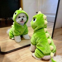 Sweat à capuche dinosaure dessin animé pour chien et chat, vêtements d'hiver chauds en flanelle pour petits chiens, vente en gros