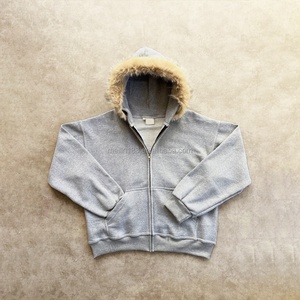 OEM Custom Detachable <b>Button</b> up Fur Hoodie Zip up Jackets Oversized Heavyweight 100% Cotton High Quality Hoodies Manufacturer - Product Image 1