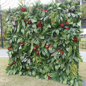 Best Price Customized Outdoor <strong>Wall</strong> Decor <strong>Artificial</strong> Hanging <strong>Grass</strong> Fabric Flower+cloth Backing Green <strong>Wall</strong> <strong>Panel</strong> Floral Design - Product Image 2