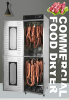 Séchoir à saucisses rotatif à 2 niveaux en acier inoxydable à usage commercial, machine de séchage suspendue, déshydrateur alimentaire