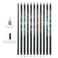 Queue de billard en fibre de carbone 1/2 pièce avec joint Uni-Loc, pointe de 13 mm, longueur de 57 pouces, prix de gros, en promotion