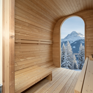 Sauna extérieur en bois massif pour villa, avec système imperméable et chauffage - Product Image 4