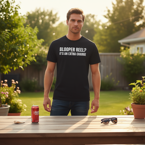 Blooper Reel T-Shirt Black Adult Unisex Crew Neck Short Sleeve Silk Screen Printed Promotional Wear - Product Image 3