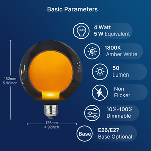 Прямая поставка с фабрики, новый дизайн, двойная лампа, прозрачное стекло, матовое G40 G125, светодиодная лампа 120 В, E26, без мерцания, дымчатое стекло, Янтарная стеклянная лампа - Product Image 4
