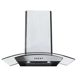High quality low price cooker kitchen extractor arc curved island slim glass range hood