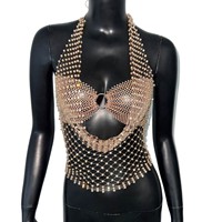 Ensemble deux pièces sexy pour femme, style débardeur brillant à strass, idéal pour festival de musique Ximang, collection transfrontalière