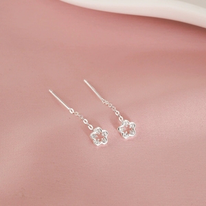FY-EX23 orecchini a cerchio a fiori scintillanti in argento Sterling 925 unici Micro-set piccoli orecchini a fiori accessori. - Product Image 4