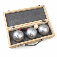 Ensemble de boules de pétanque épaisses de 7 mm, jeu de 3 boules argentées mates dans une boîte en bois avec un joker, jeu de jardin en plein air