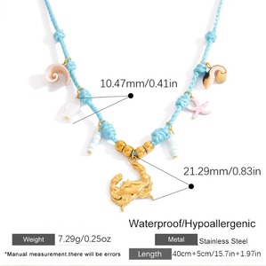 18K Gold Plated Stainless Steel <strong>Crab</strong> Pendant Necklace Link Chain Princess Cut Trendy Beach <strong>Jewelry</strong> for Women for Gifts-N183 - Product Image 6