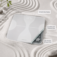 Báscula Inteligente de Grasa Corporal con Bluetooth, Vidrio Templado Blanco, Pantalla LED Oculta, Alta Precisión, Aparatos Electrónicos de Pesaje para el Hogar