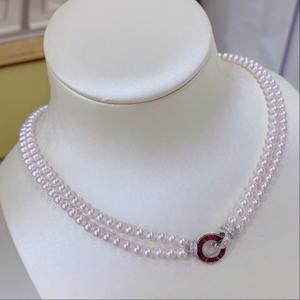 Collar de Oro de 18K Ajustable con Perlas Blancas de 6.5-7MM y Perlas Blancas de 11-15MM con Ligeras Imperfecciones, Categoría de Producto: Collares de Perlas - Product Image 1